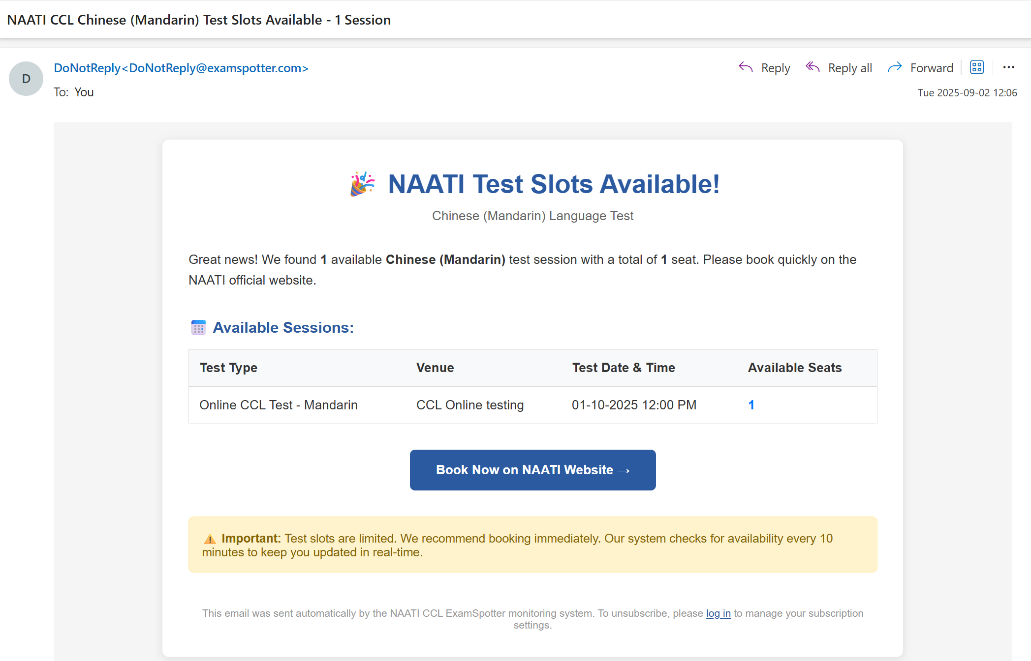 Notification Email