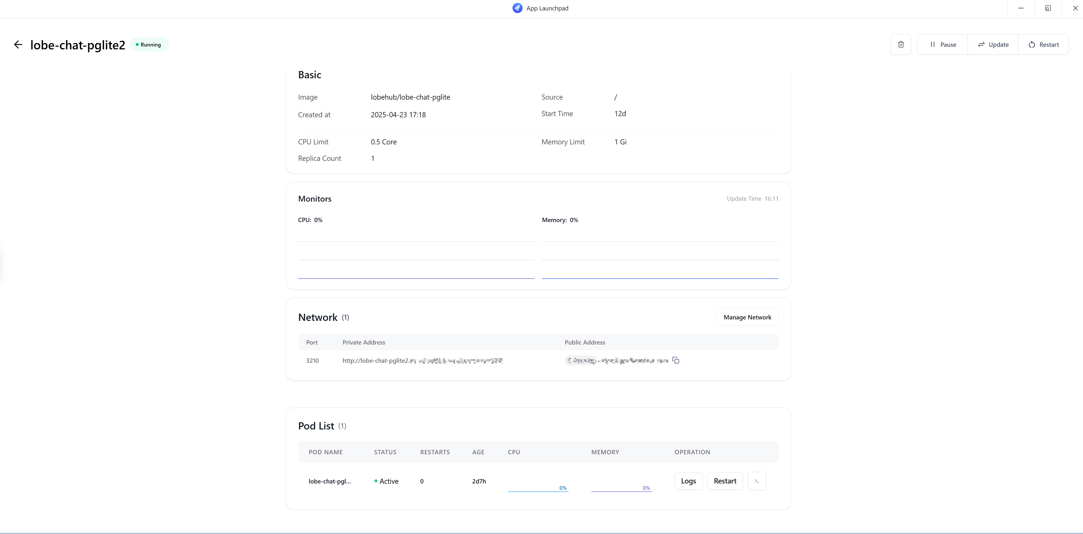 Container Running Interface