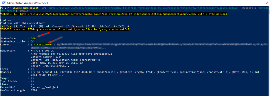 System Managed Identity Access Token from IMDS on Azure VM with PowerShell